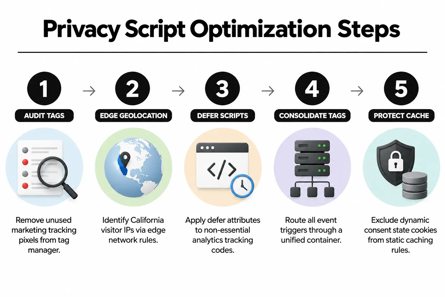 Privacy Script Optimization Steps Step-by-step process for safely auditing and deferring CCPA compliance scripts in WordPress.