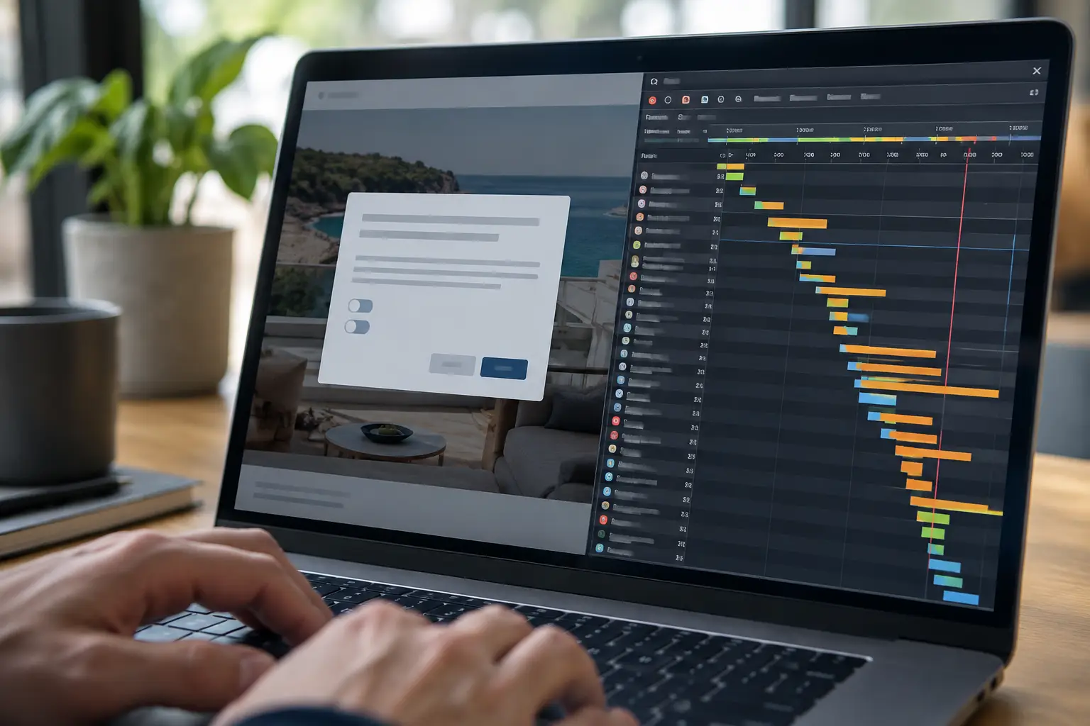 Consent Banner Script Latency Warning Signs A developer inspecting network tab waterfall metrics showing slow script loads from a CCPA consent banner overlay.